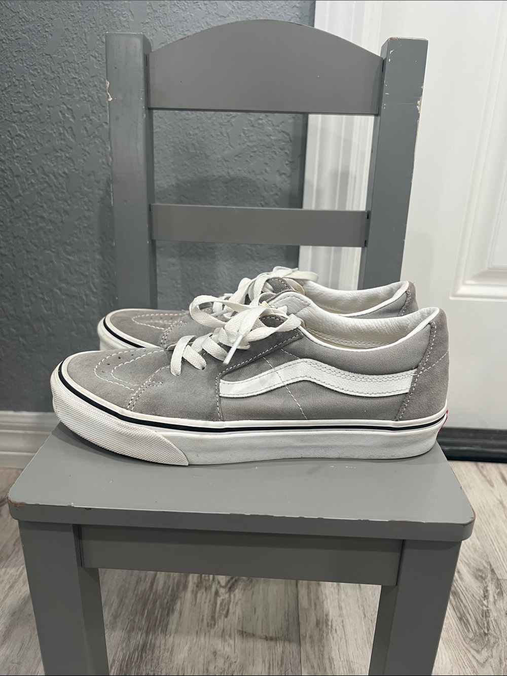 Vans Gray Suede Low-Top Sneakers with White Accents